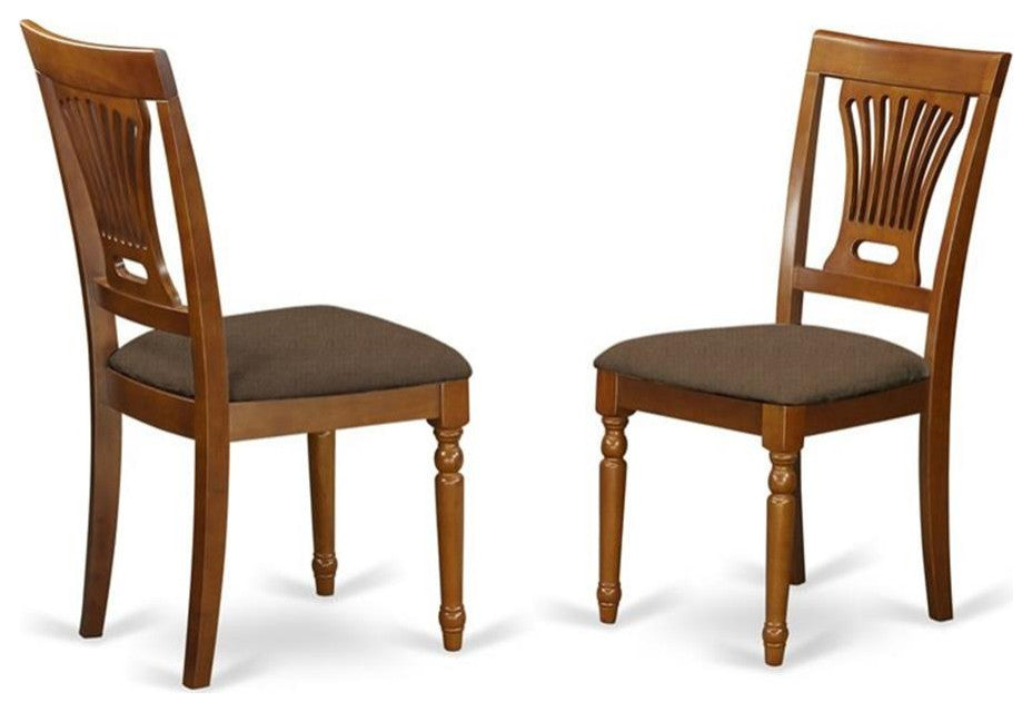 East West Furniture Plainville 37" Fabric Dining Chairs in Brown (Set of 2)