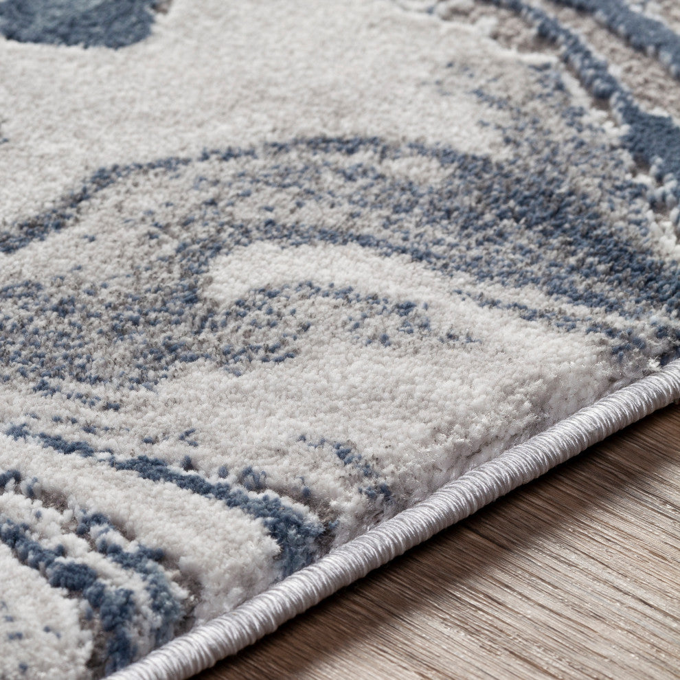 Surya Tibetan TBT-2319 5'3"x7'7" Rug, Navy/Denim/Light Gray/White