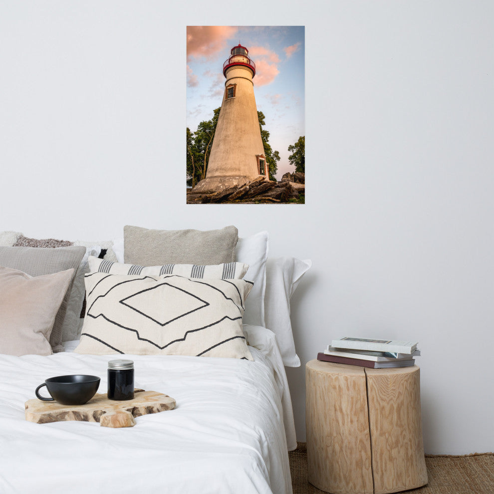 Marblehead Lighthouse at Sunset From the Shore Unframed Wall Art Prints, 24" X 36"