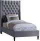 Fritz Velvet Upholstered Bed, Gray, Twin