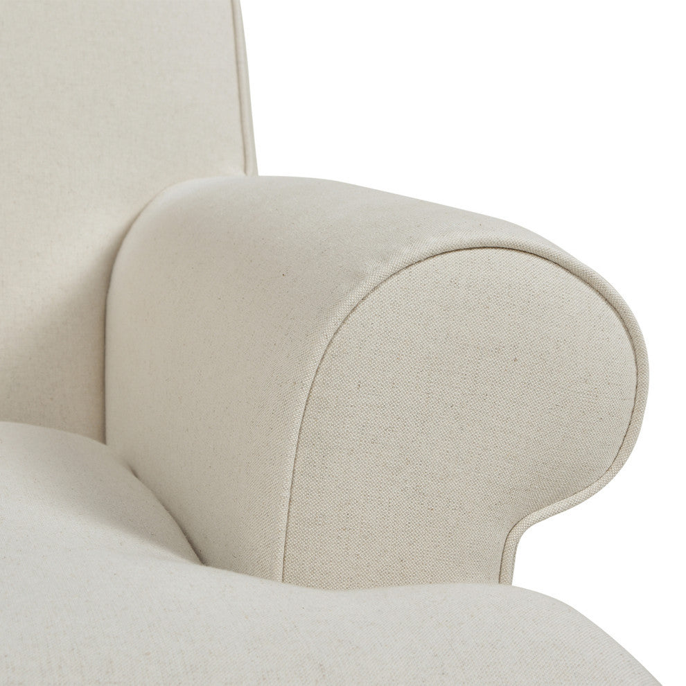Alana 38" Lawson Accent Arm Chair, Metal Casters, Light Beige Linen