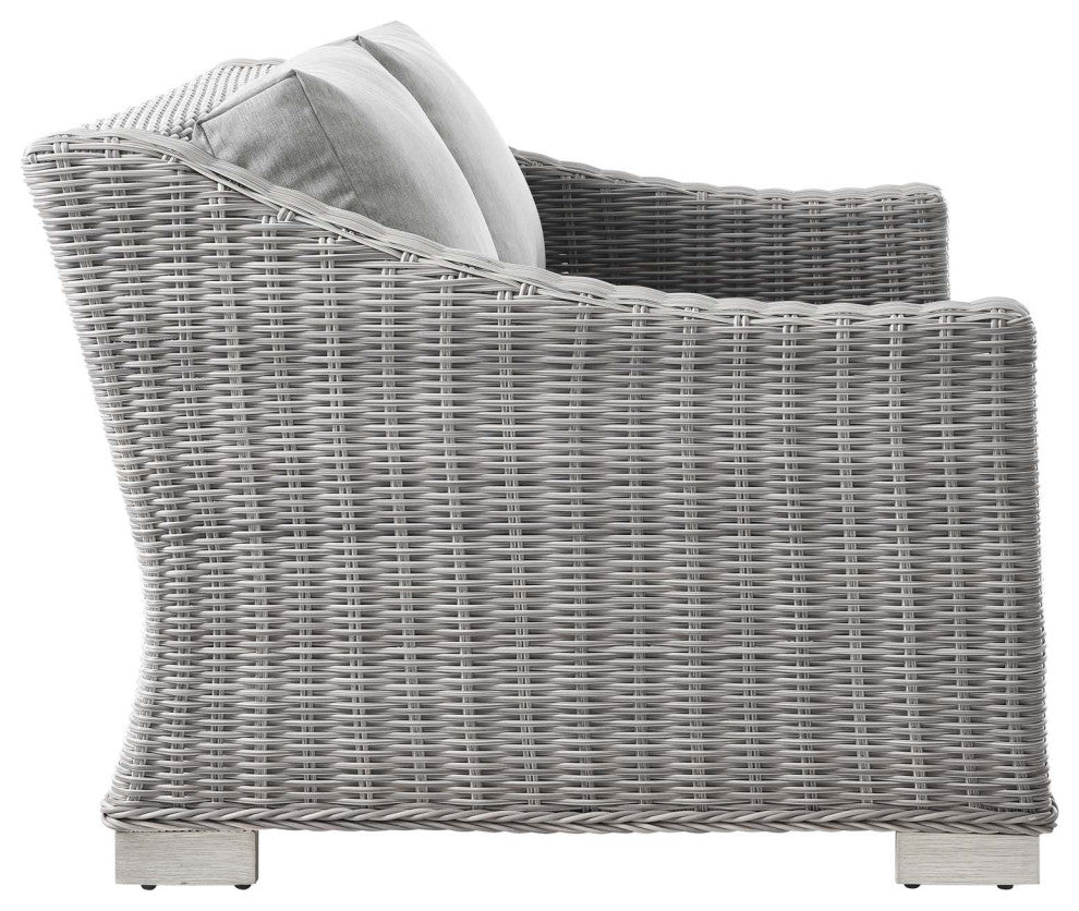 Conway Outdoor Patio Wicker Rattan Loveseat Light Gray Gray