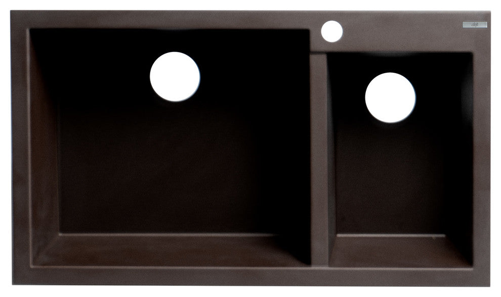 Chocolate 34" Double Bowl Drop In Granite Composite Kitchen Sink