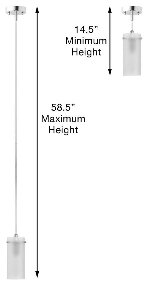 Effimero 1-Light Stem Hung Pendant Lamp, Frosted, Small, Polished Chrome