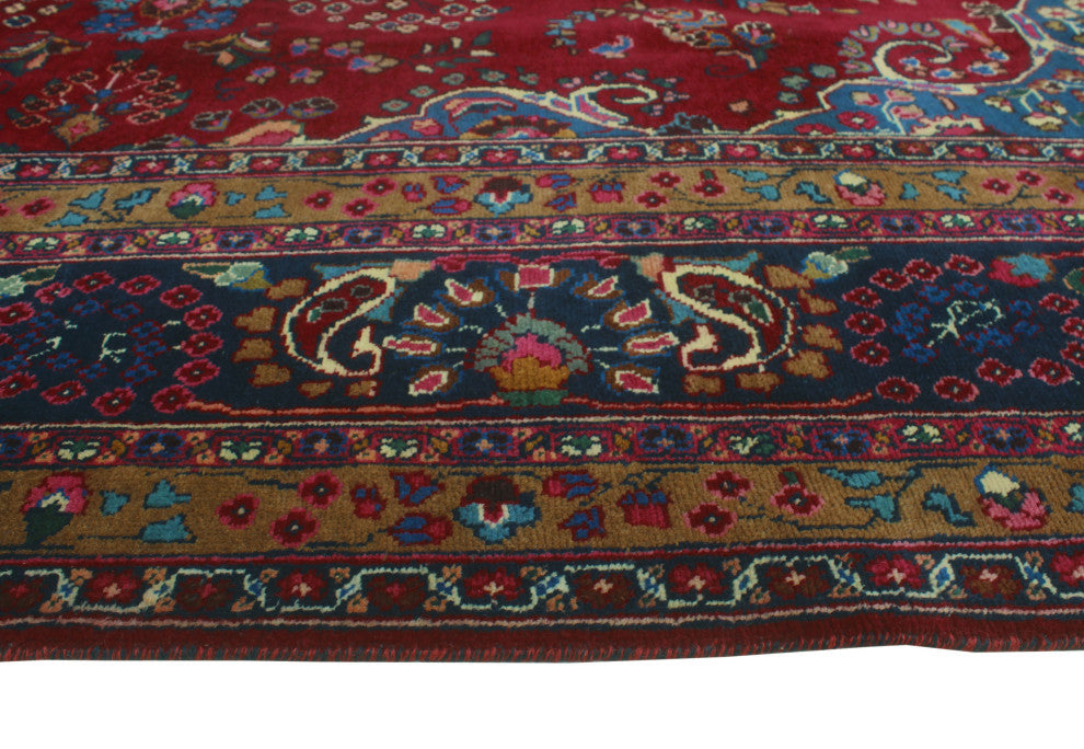 Fine Vintage Distressed Eliana Red/Navy Rug, 9'7x12'9