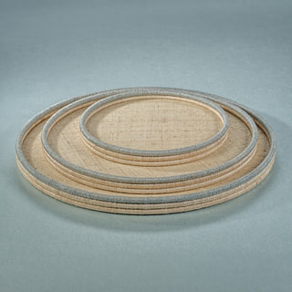 Laloma Round Coiled Rattan & Abaca Serving Tray, Large