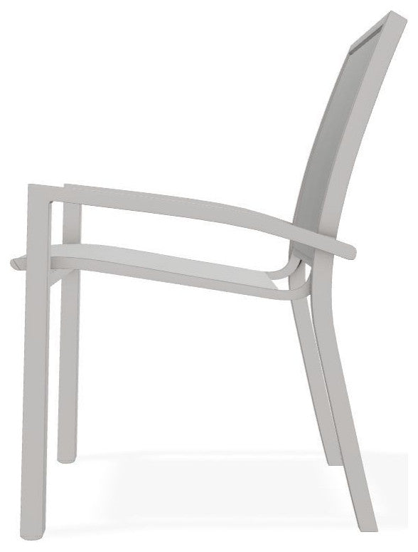 Kendall Sling Stackable Outdoor Dining Chair, Alloy/Warm Gray