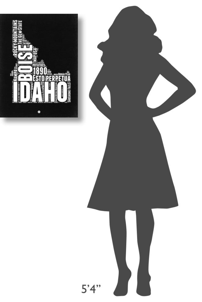 "Idaho Black and White Map" Fine Art Print