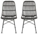Silverdew Indoor Wicker Dining Chairs, Set of 2, Gray, Black