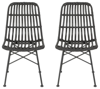 Silverdew Indoor Wicker Dining Chairs, Set of 2, Gray, Black