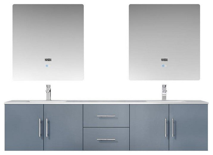 Geneva Transitional Dark Grey 80" Double Vanity Set