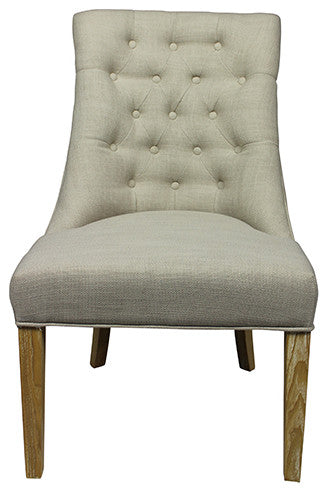 Moti Upholstery Blythe Fabric Upholstered Side Chair in Beige with Wooden Legs