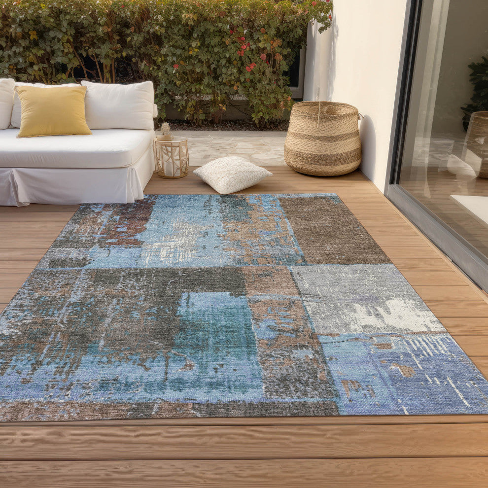 Machine Washable Indoor/Outdoor Chantille ACN1866 Taupe 9' x 12' Rug