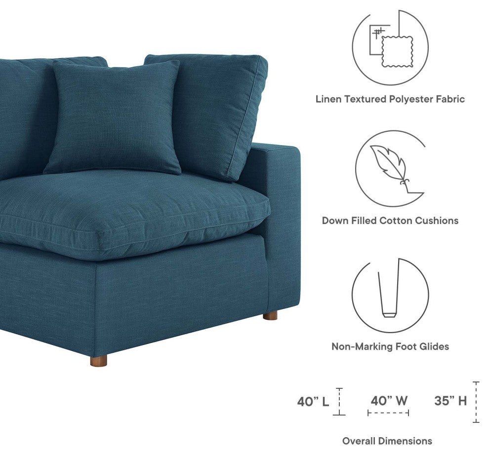 Modular Sectional Deep Sofa Set, Azure Navy Blue, Fabric, Modern, Hospitality