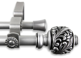 Tilly Double Curtain Rod, Satin Nickel, 84"-120"