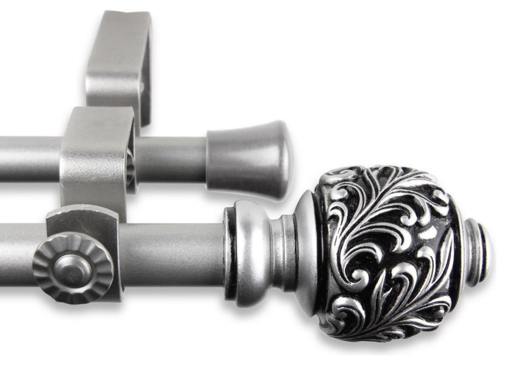 Tilly Double Curtain Rod, Satin Nickel, 84"-120"
