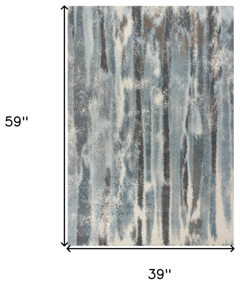 3' X 5' Teal Abstract Area Rug