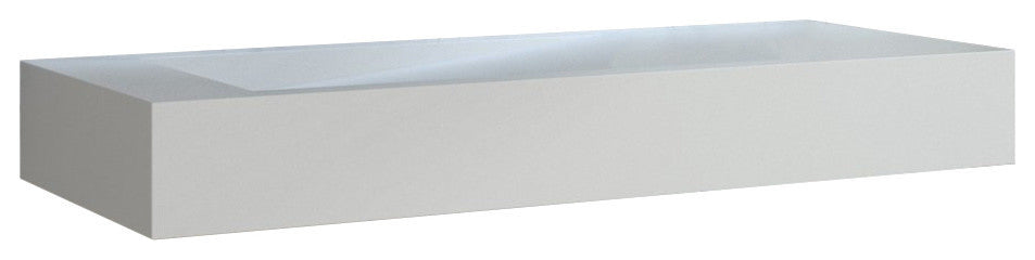 ADM Rectangular Wall Mounted Sink, White, 47", Matte White, On-Right
