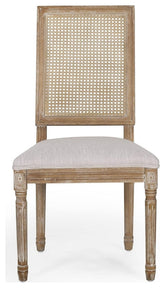 Set of 2 Light Grey Dining Chairs with Fluted Legs, Padded Seat & Squared Back