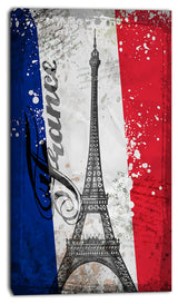 "Eiffel Tower on French Flag" Digital Canvas Print, 16"x32"