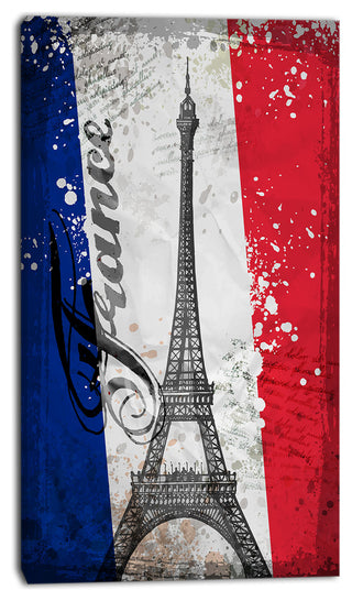 "Eiffel Tower on French Flag" Digital Canvas Print, 16"x32"