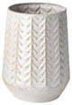 9" White Organically Embossed Chevron Metal Vase