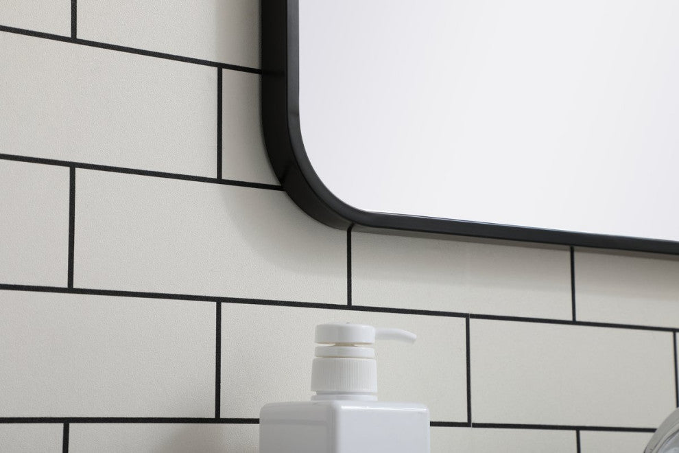 Ellis Soft Corner Metal Rectangular Mirror, Black, 20"x30"
