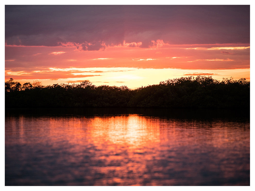 Sunset on Tropical Lagoon, Landscape Canvas Art Print, 40"x30"