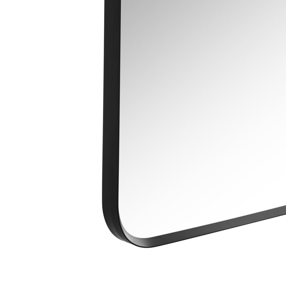 Starlit Domed Bathroom/Vanity LED Wall Mirror, Matte Black, 24"