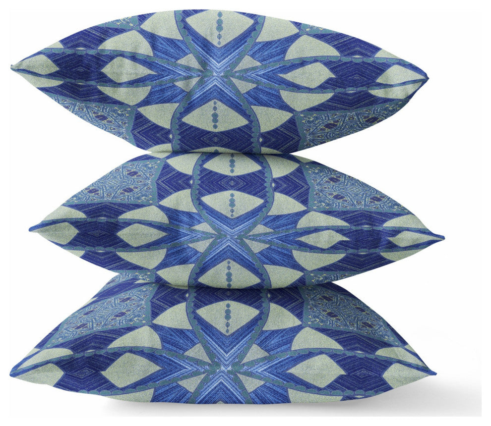 20" Dark Blue Cosmic Circle Boho Suede Throw Pillow
