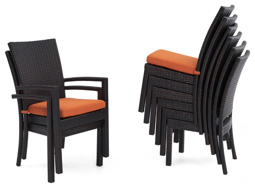 Deco 9 Piece Aluminum Outdoor Patio Dining Set, Orange