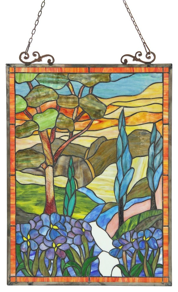 Almos Tiffany-Glass Floral Window Panel