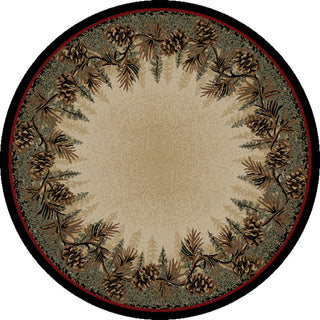 Mount Le Conte Pine Cone Lodge Area Rug, 5'3" Round