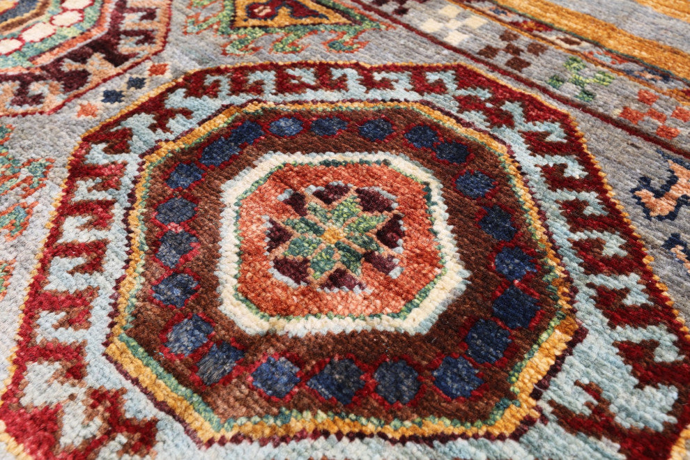 Hand Knotted Khorjin Super Kazak Wool Rug 3' 4" X 5' 0" - Q12317