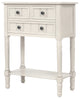 TATEUS Modern Narrow Console Table With Three Storage Drawers, Ivory White
