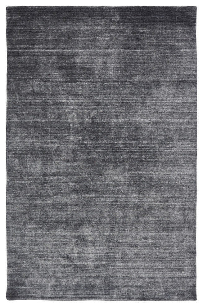 MERIDIAN Charcoal Hand Made Wool and Silkette Area Rug, Black, 8''6"x11''6"