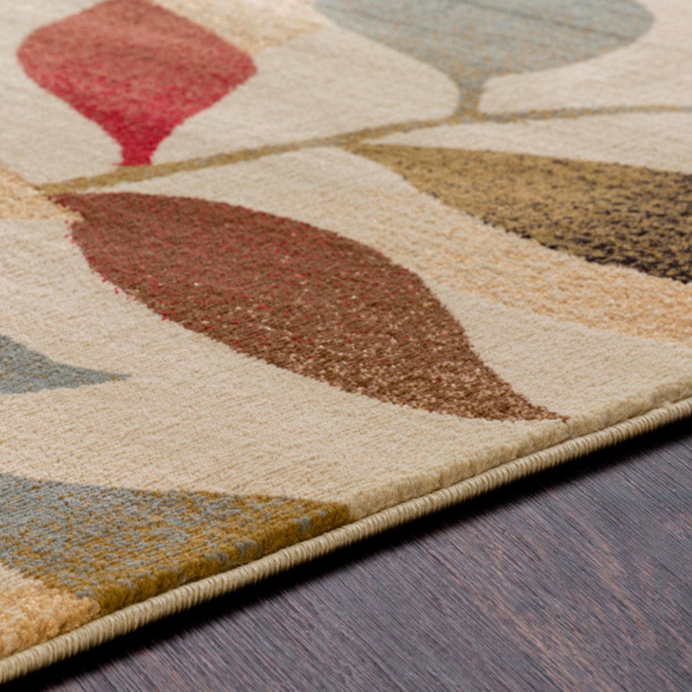 Surya Riley RLY-5010 6'7"x9'6" Rug, Dark Red/Brown/Camel/Pear/Charcoal/Black/Tan