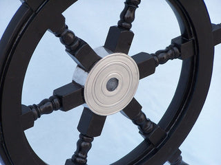 Pirate Decorative Ship Steering Wheel, Black Wood, 24"