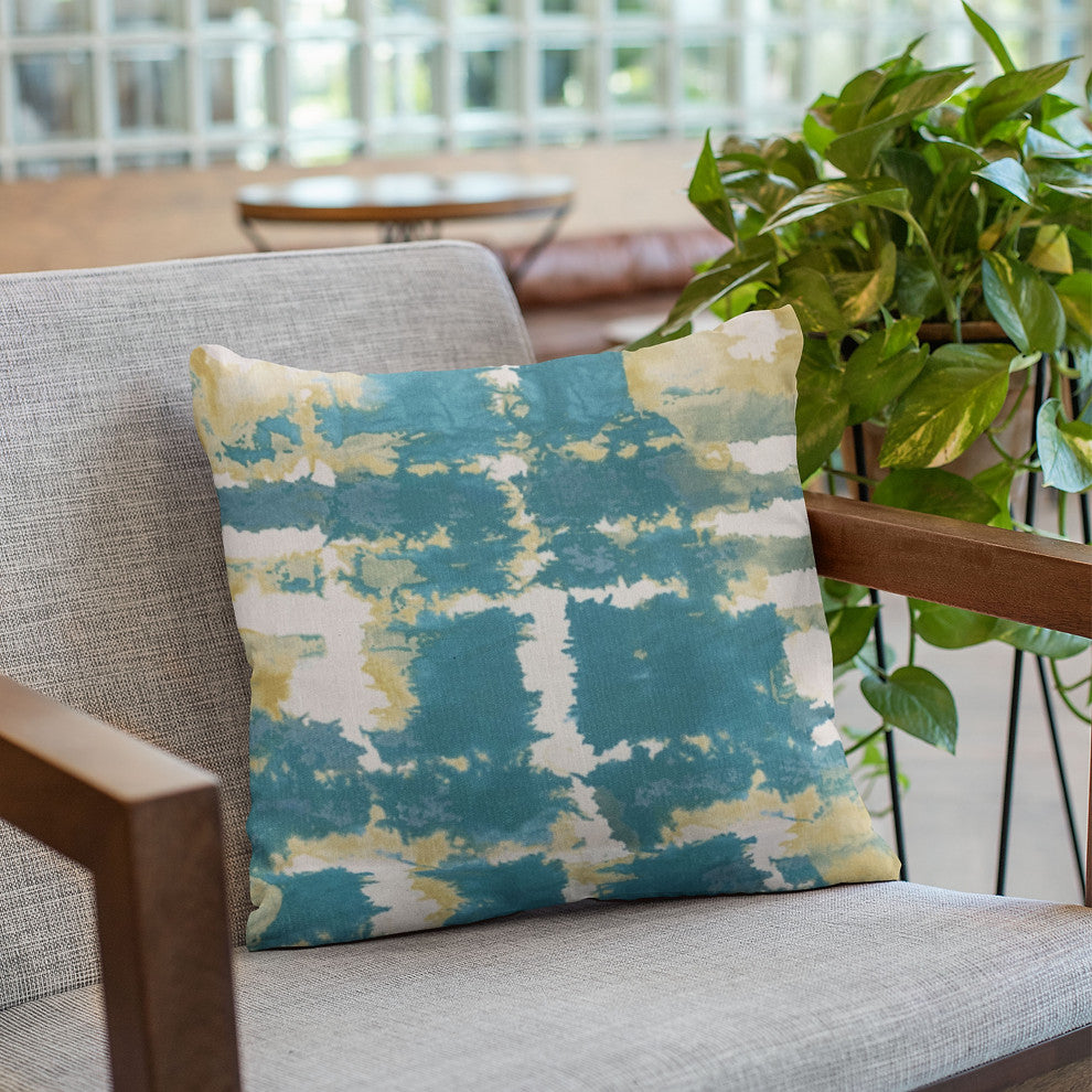 Plutus Blue Contemporary Art Graphic Print Luxury Throw Pillow, 12"x20"