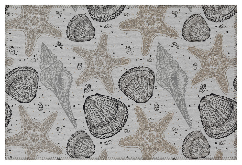 Indoor/Outdoor Seabreeze SZ4 Silver Machine Washable 1'8" x 2'6" Rug