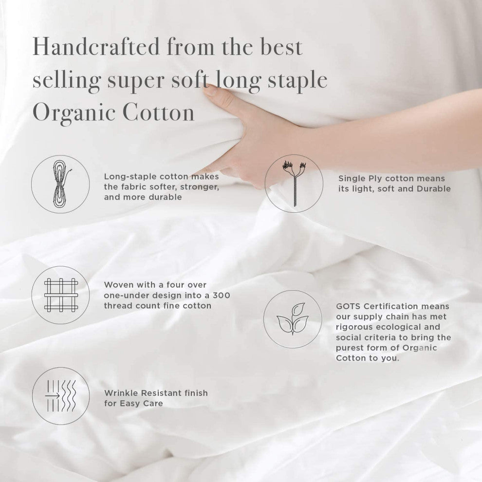 Organic Cotton Sateen Wrinkle Resistant Flat Sheet, Navy Blue, Twin