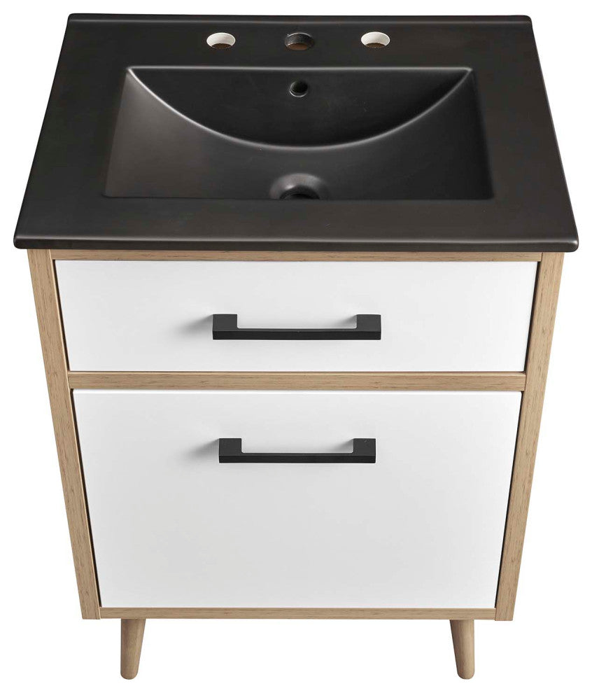 Maverick 24" Bathroom Vanity, Black Oak