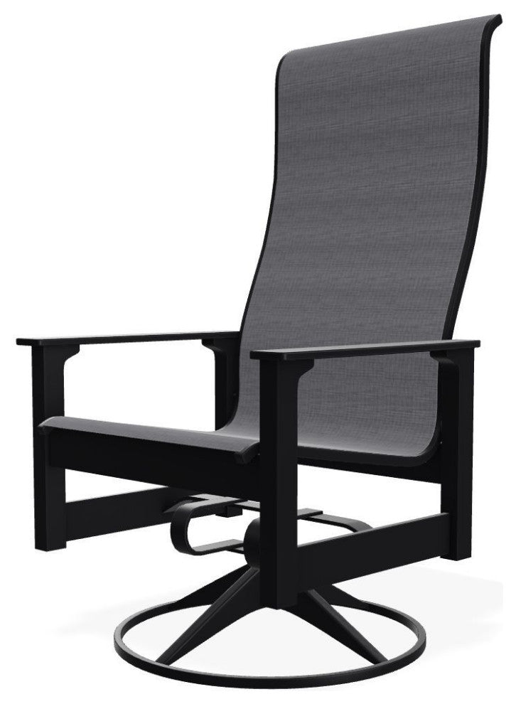 Leeward Sling Outdoor Swivel Rocker, Augustine Pewter/Black