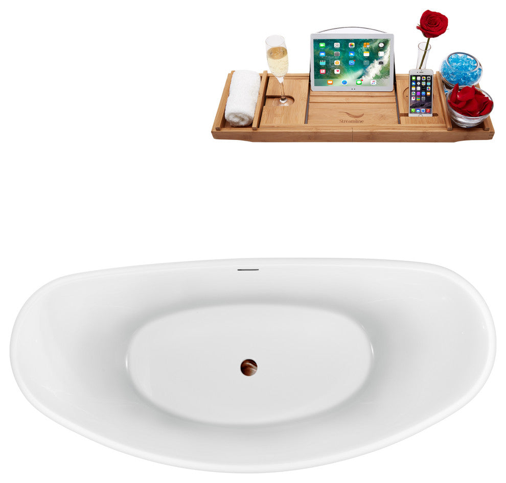 63'' Streamline N951ORB Freestanding Tub, Tray, Internal Drain, Pop-Up: Oil Rubb