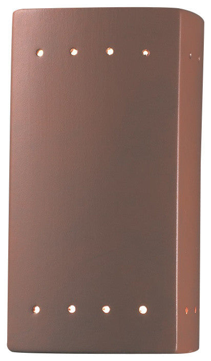 Ambiance Small Rectangle, Open Top/Bottom Wall Sconce, Terra Cotta, E26