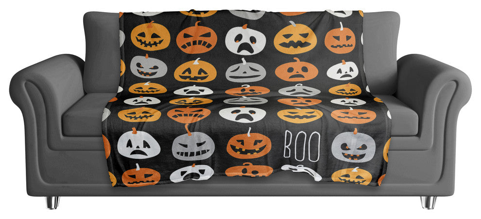 Boo Pumpkin Pattern Fleece Blanket
