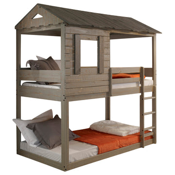 Acme Furniture Darlene Farmhouse Wood Twin Over Twin Bunk Bed in Rustic Gray