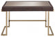 Brown Faux Leather and Light Gold Mirror Desk