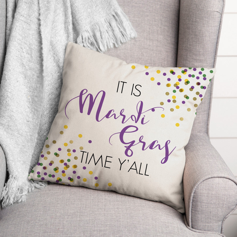 Mardi Gras Time 18x18 Spun Poly Pillow
