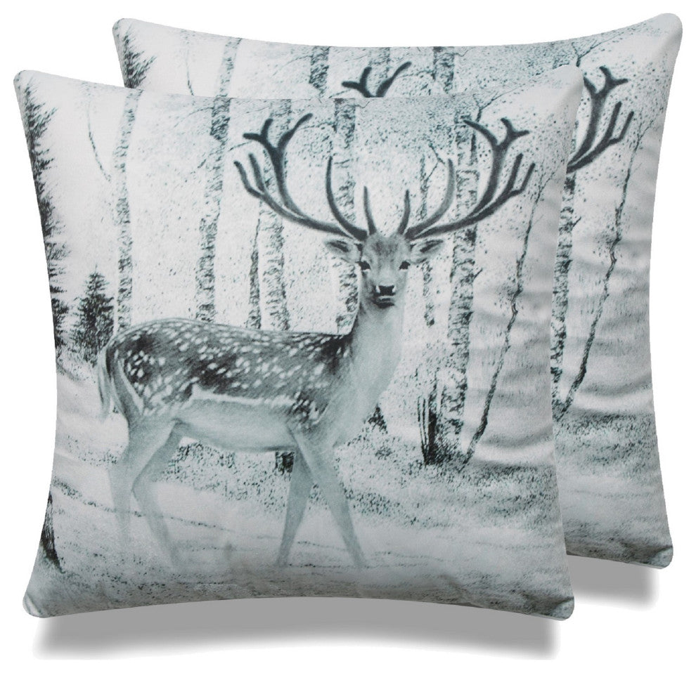 Cottage Icons Throw Pillow, 20"x20", Set of 2, Reindeer